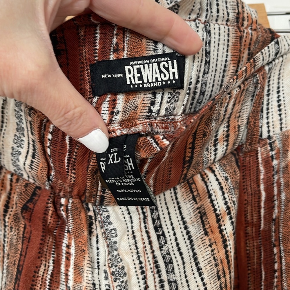 Rewash Striped Rust and White Paperbag Waist Pants - Picture 2 of 3